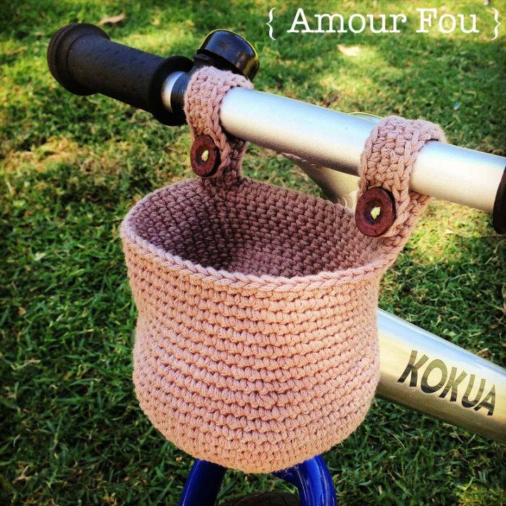 Free Crochet Yarn Basket for Kids Bike