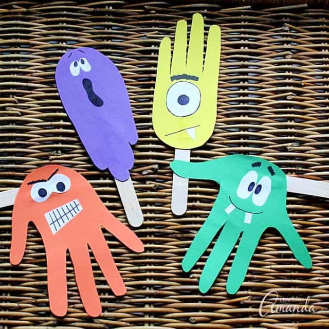 Handprint Puppets Craft for Halloween