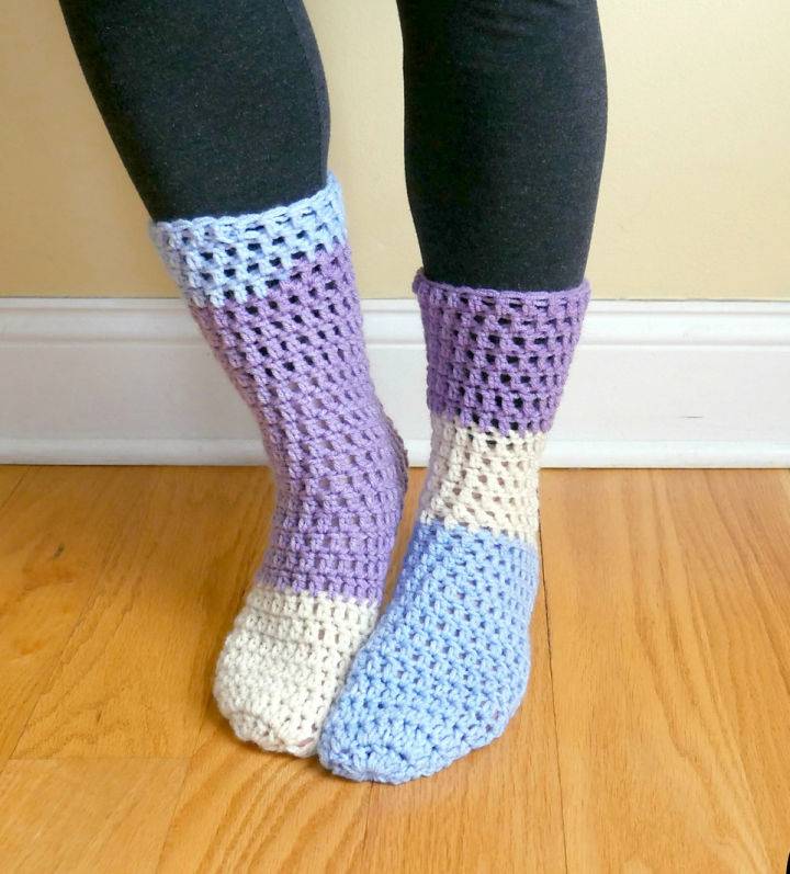 Crochet Home All Day Slipper Socks Pattern