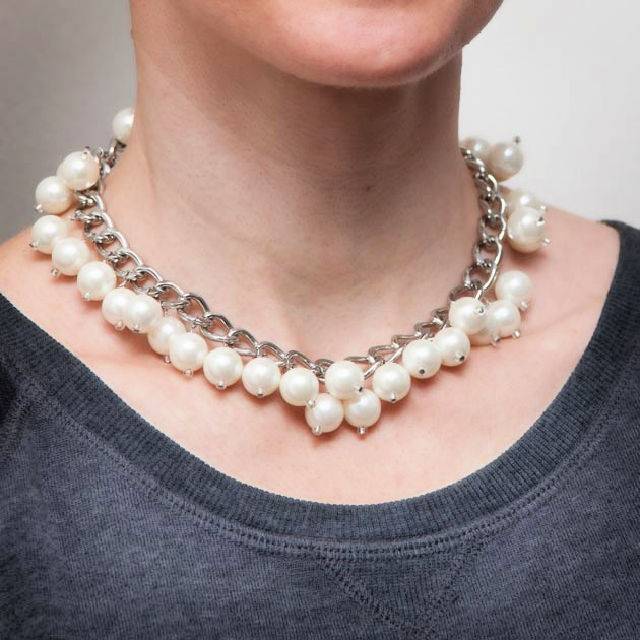 Homemade Chain and Pearl Necklace