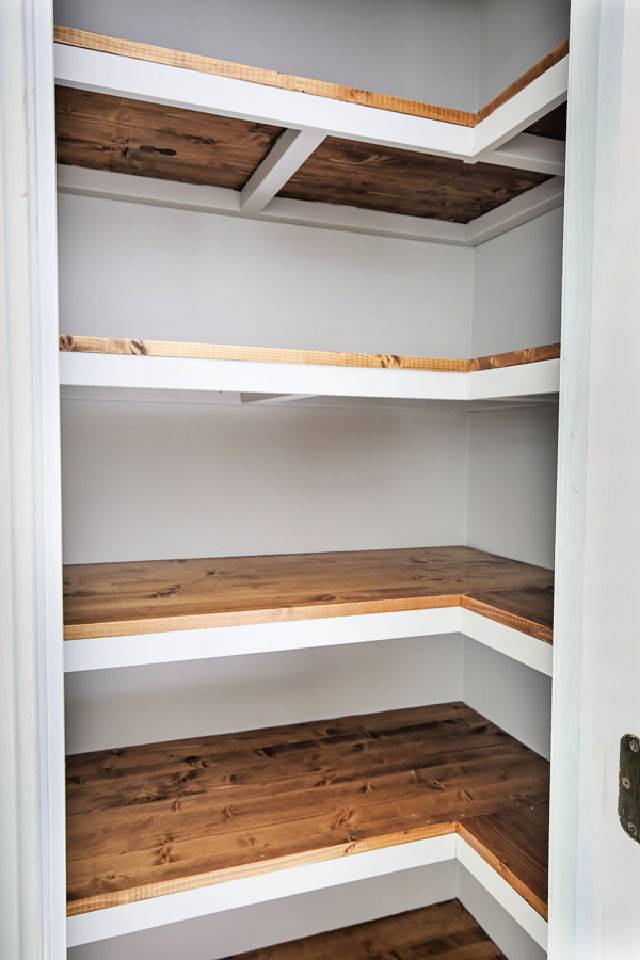 Homemade Corner Pantry Shelves
