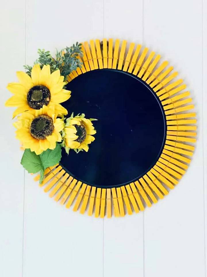 Homemade Sunflower Clothespin Wreath