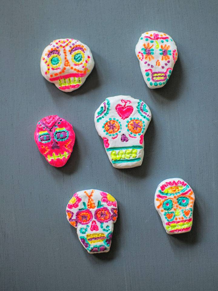 How to Make Air Dry Clay Sugar Skull Bead Necklaces