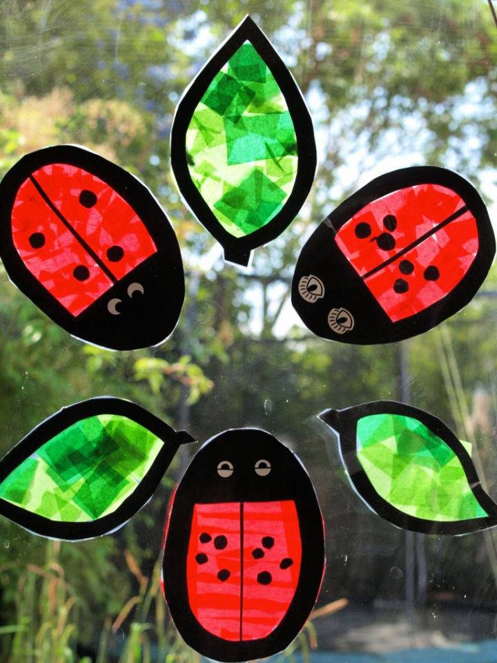 How to Make Your Own Ladybug and Leaves Suncatchers