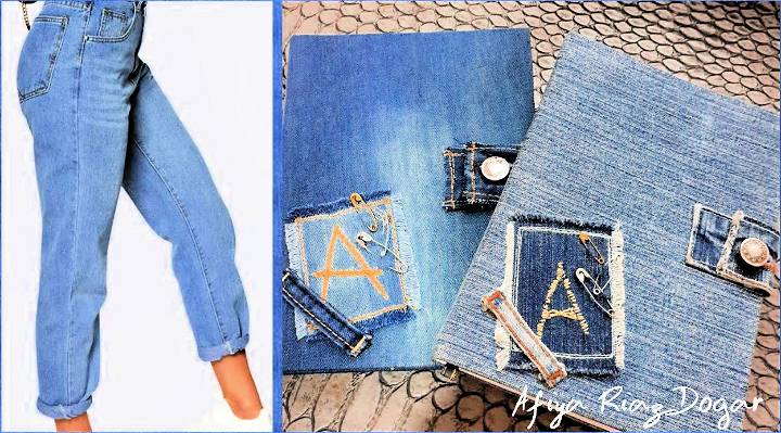 How to Make a Jeans Fabric Book Cover using OLD Jean