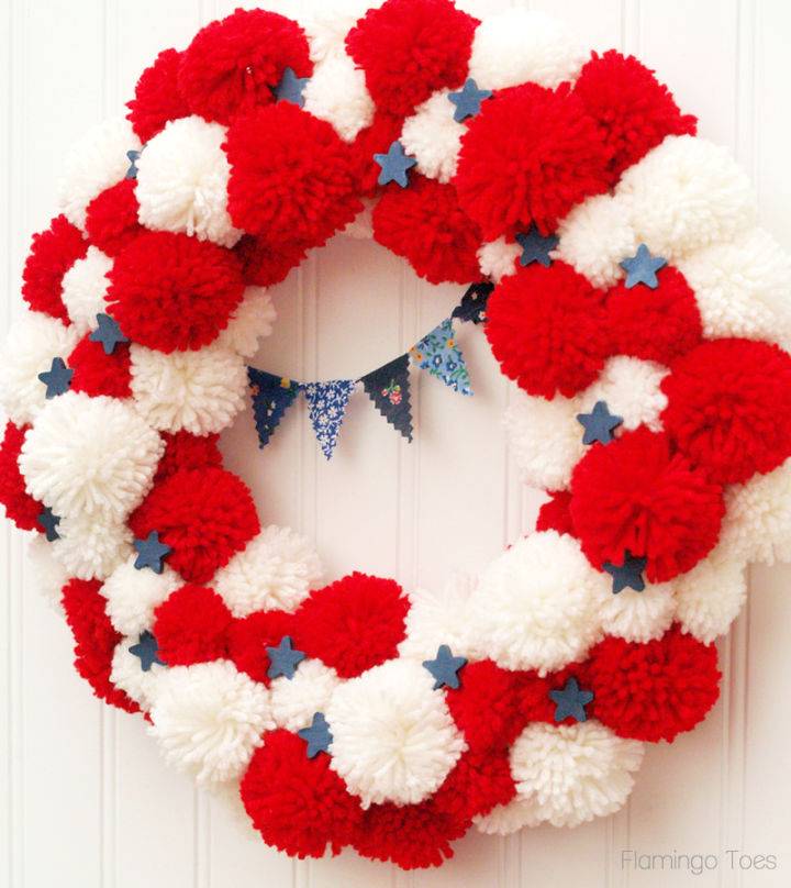 How to Make a Patriotic POM POM Wreath