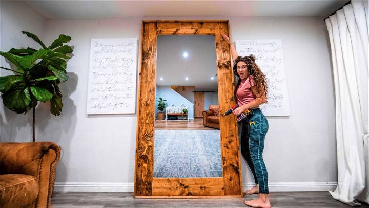 DIY Large Floor Mirror Frame Using Plywood