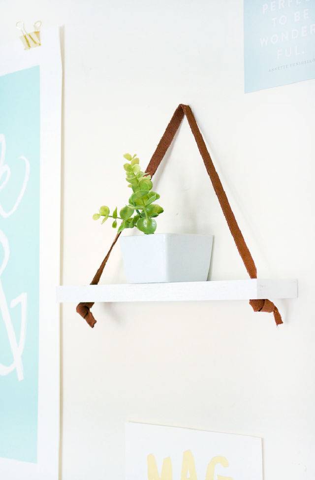 Make Your Own Leather Hanging Shelf