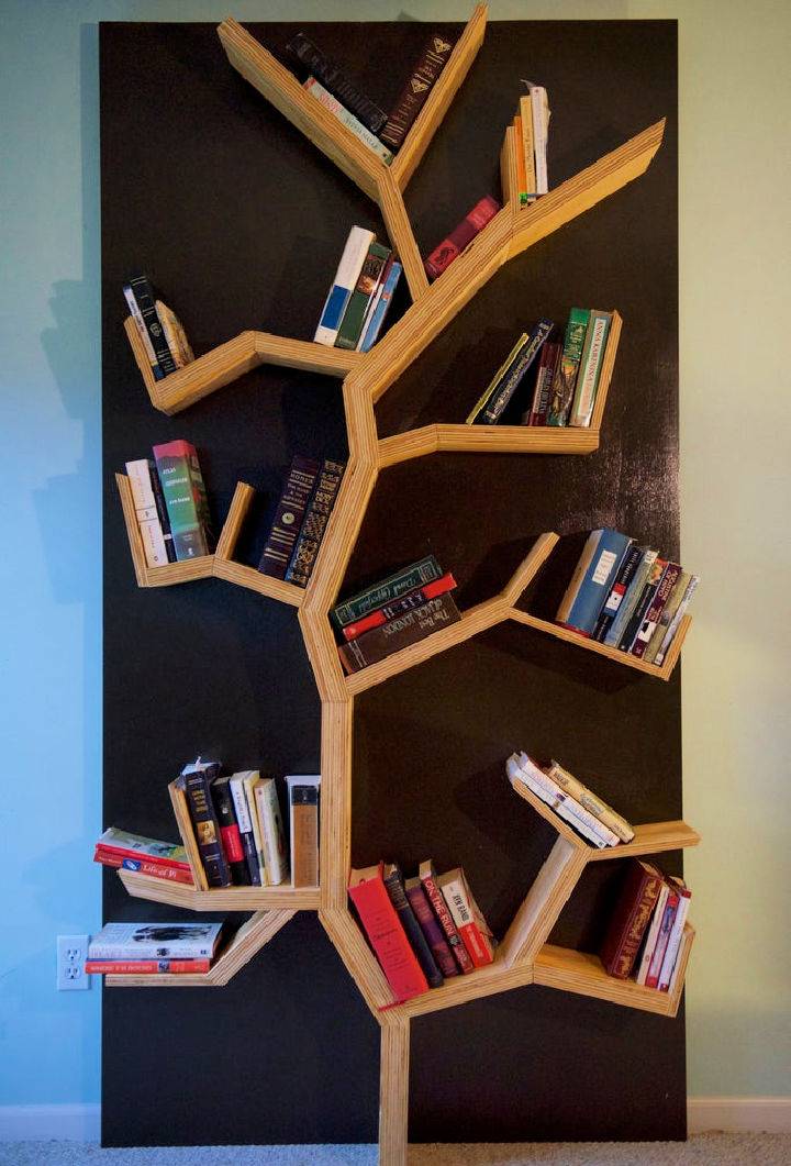 Make Your Own Plywood Tree Bookshelf