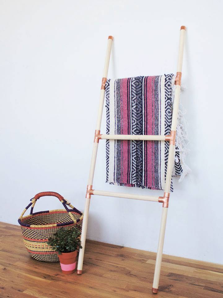 Make a Blanket Ladder Using Wood and Copper