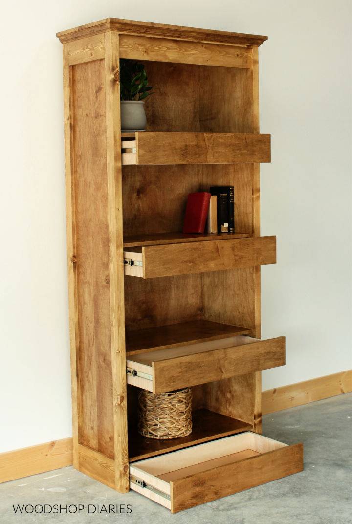 Make a Bookshelf With Hidden Storage Drawers