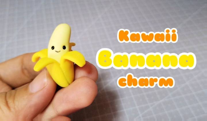 Make an Air Dry Clay Kawaii Banana Charm