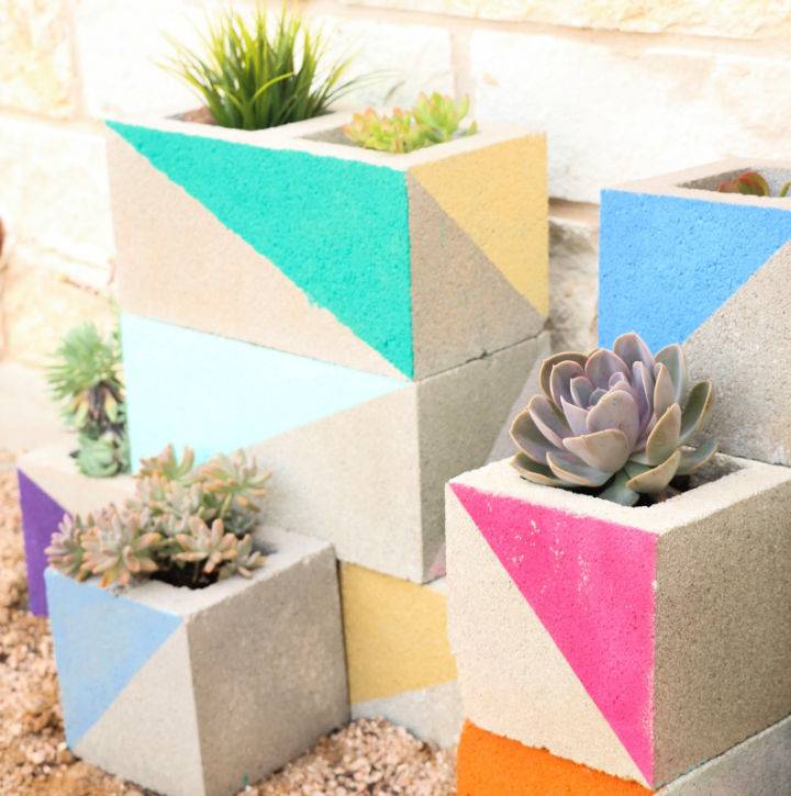 Colorful DIY Cinder Block Garden Ideas