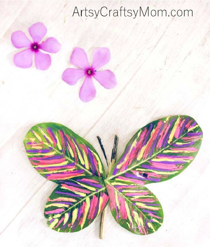 Making a Butterfly Using Stick and Leaf