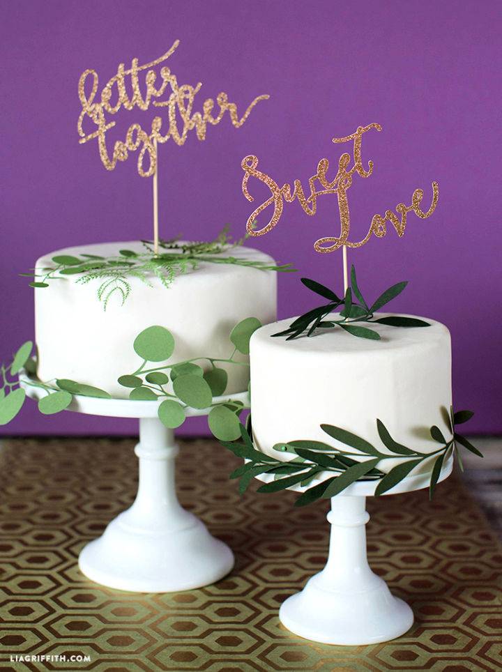 Glitter Papercut Wedding Cake Topper Design