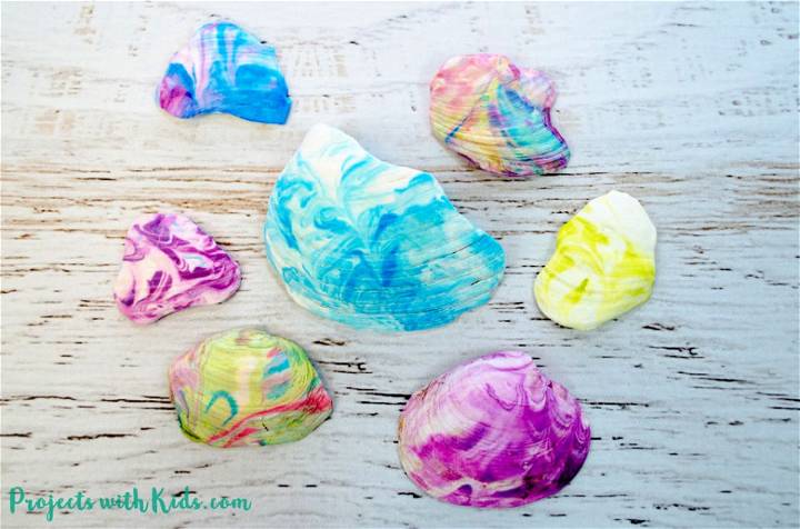 Marbled Seashell Art and Crafts for Kids