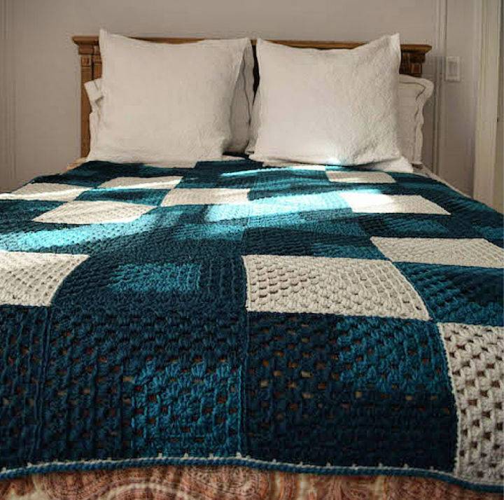 Crochet Mod patch Blanket for Queen Size Bed Pattern