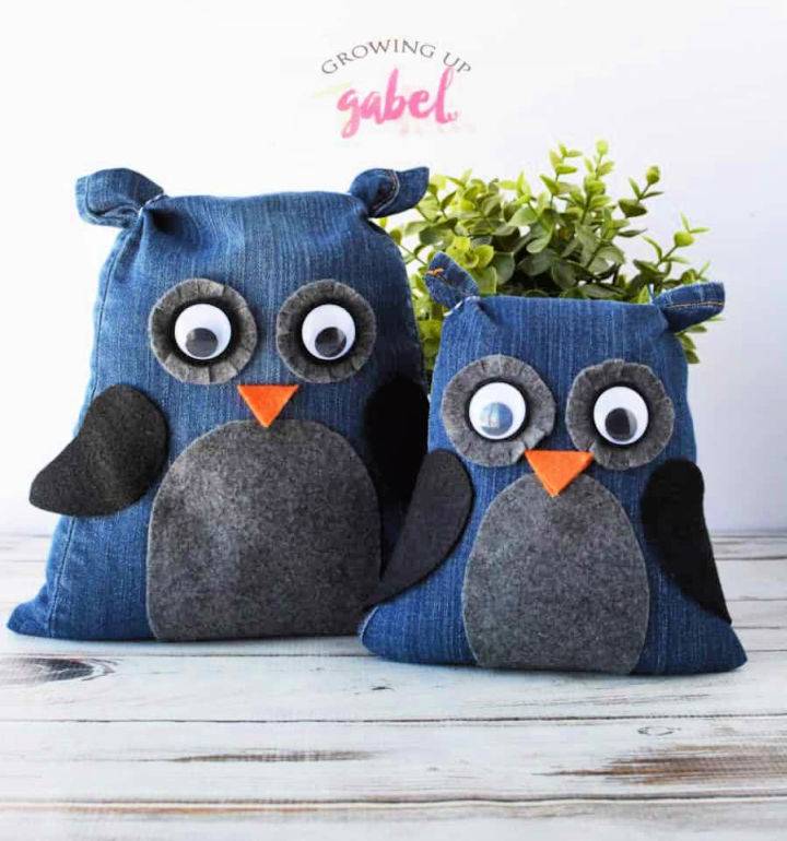 No Sew DIY Denim Owls From Old Jeans