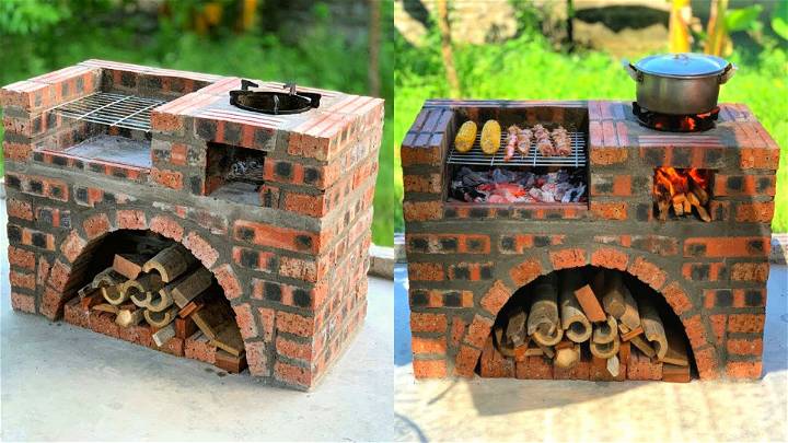 Simple Outdoor Kitchen From Red Brick