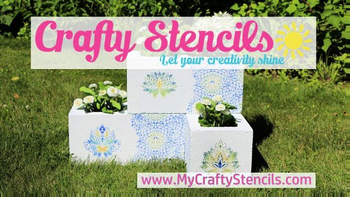 Painted Cinder Block for Flower Planters