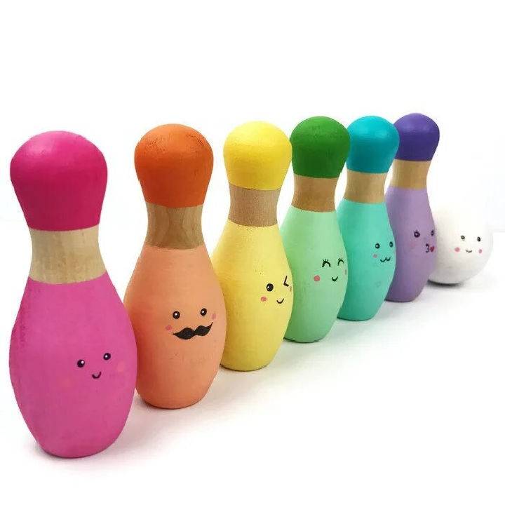 Painted Wooden Toy Bowling Set