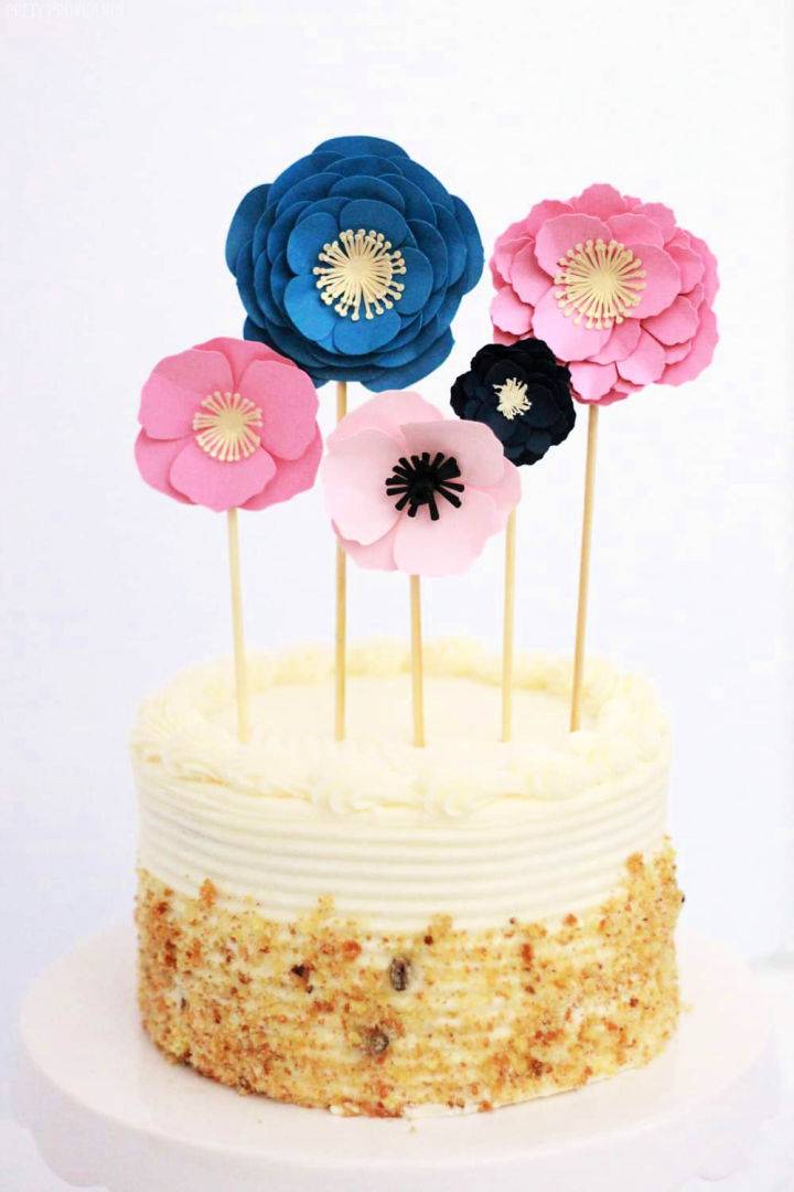 Paper Flowers Wedding Cake Topper
