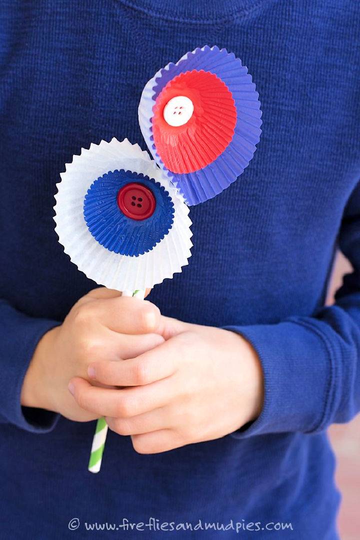 DIY Patriotic Cupcake Liner Flowers