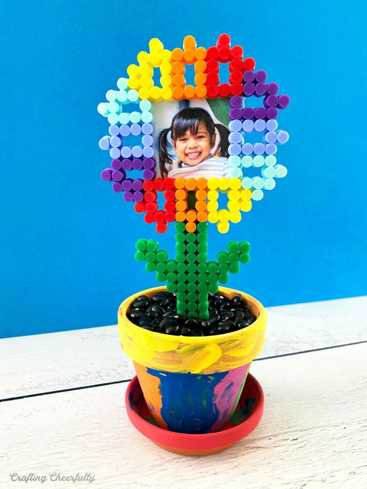 Perler Beads Flower Frame Dad Birthday Craft