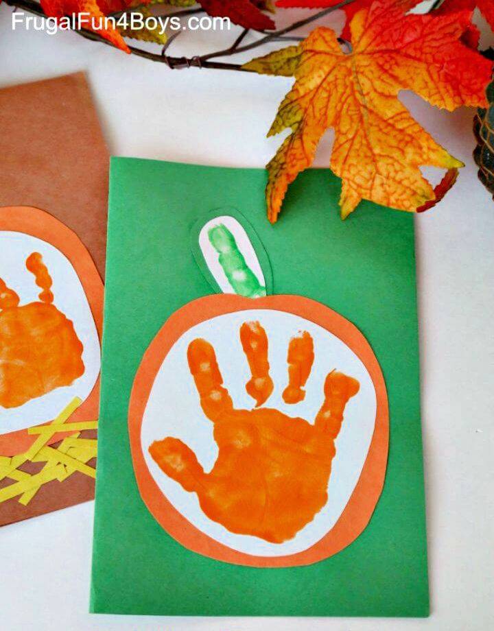 DIY Little Pumpkin Kid’s Handprint Fall Cards