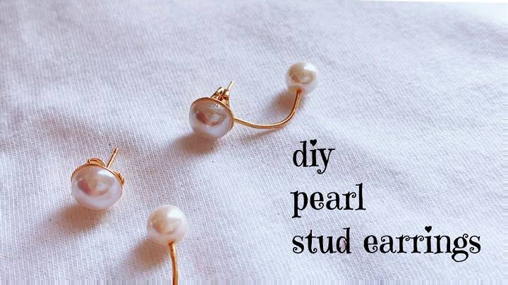 Cute DIY Pearl Stud Earrings Using Eye Pin