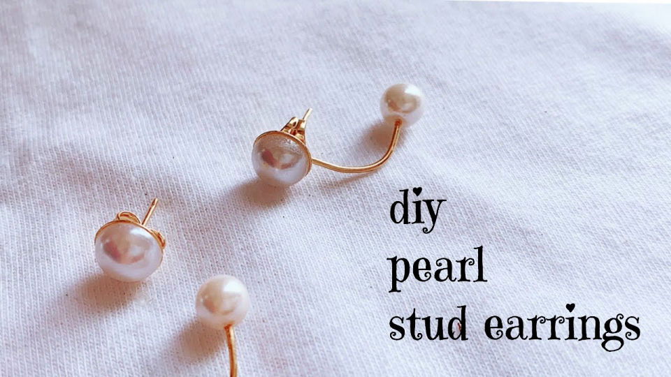 Cute DIY Pearl Stud Earrings Using Eye Pin