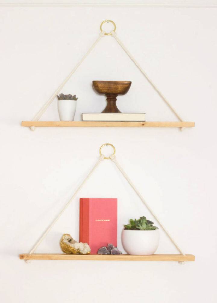 Simple DIY Hanging Rope Wall Shelves