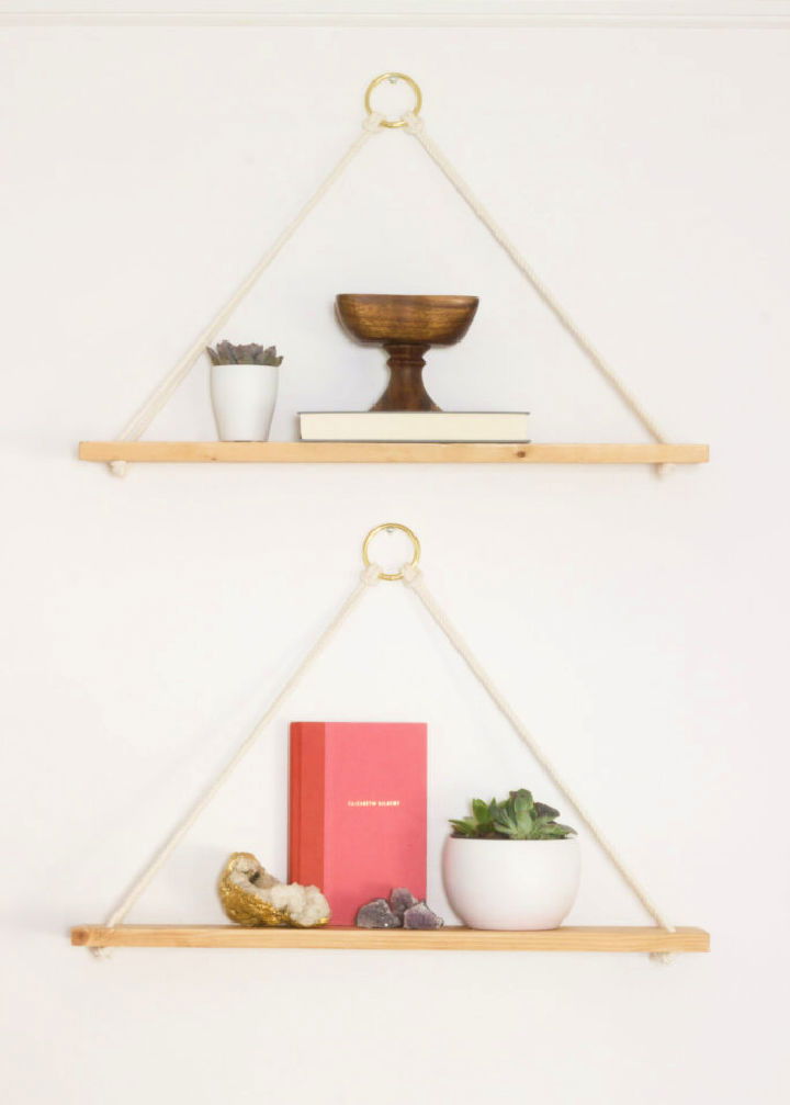 Simple DIY Hanging Rope Wall Shelves