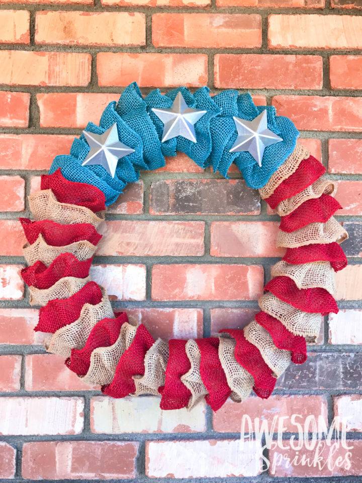 Stars and Stripes Burlap Ruffle Wreath for 4th of July