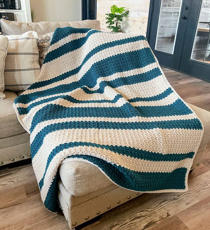 Striped Wattle Stitch Crochet Large Blanket Pattern