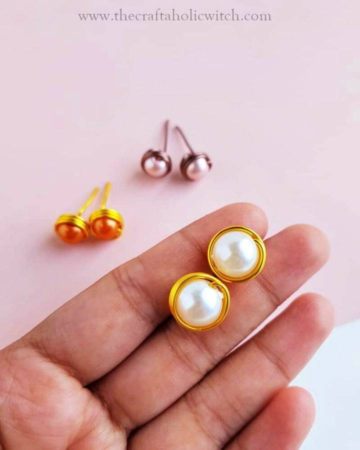 DIY Stud Earrings With Wire and Beads