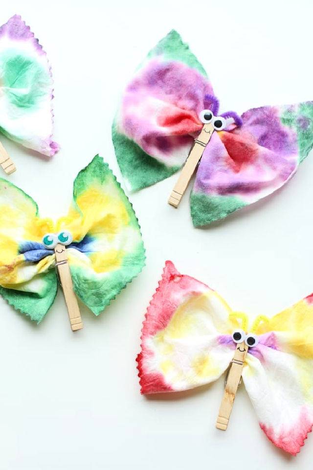 Tie Dye Baby Wipes Butterflies Craft