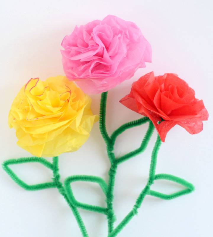 Tissue Paper Flowers Step by Step Tutorial