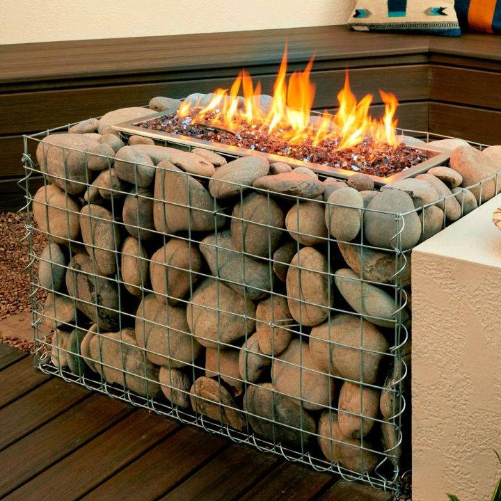 Unique Propane Fire Pit Using Gabion Baskets
