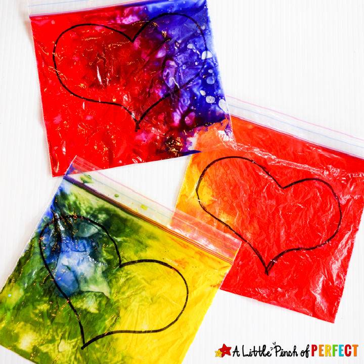 DIY Valentines Color Mixing Sensory Bags