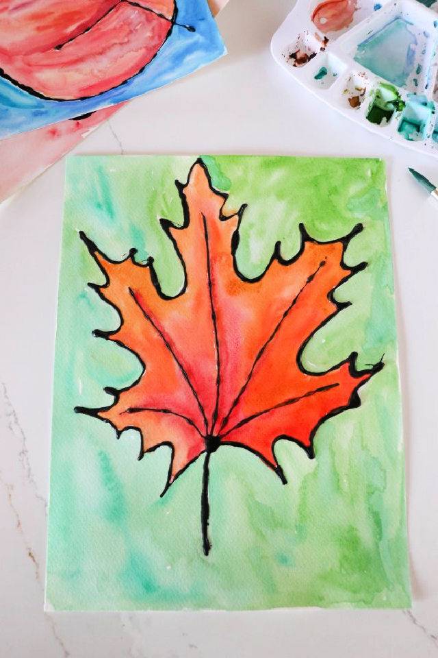 Watercolor Maple Leaf Craft Free Template