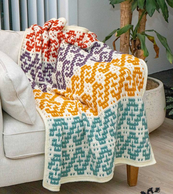 Crochet Waves Mosaic Blanket Design