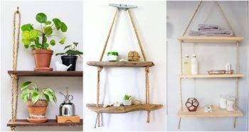 diy hanging shelves with rope