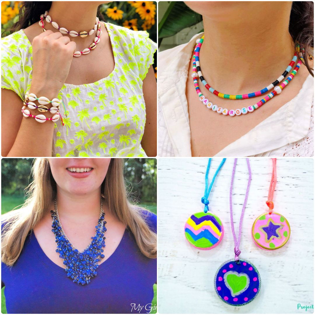 DIY Color Blocked Disk Beaded Necklaces