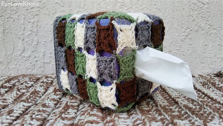Adorable Crochet Granny's Stashbusting Tissue Box Cover Idea
