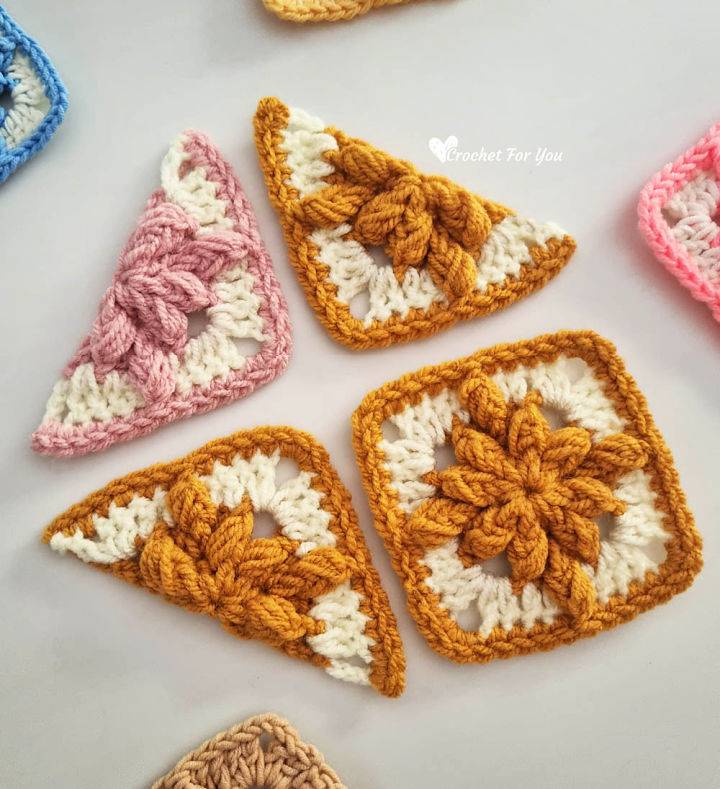 Crochet Half Bobble Drops Granny Square Pattern