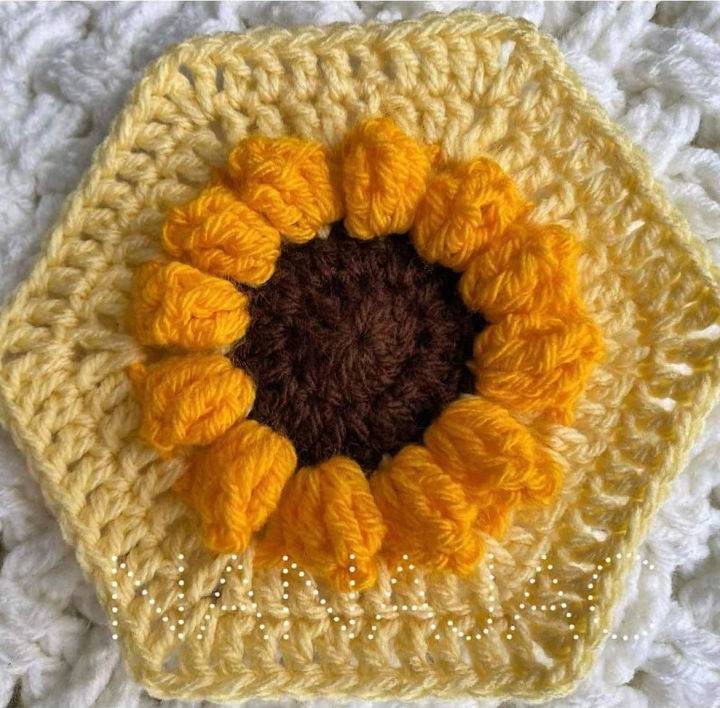 Crochet Nanajac's Sunflower Hexagon - Free PDF Pattern