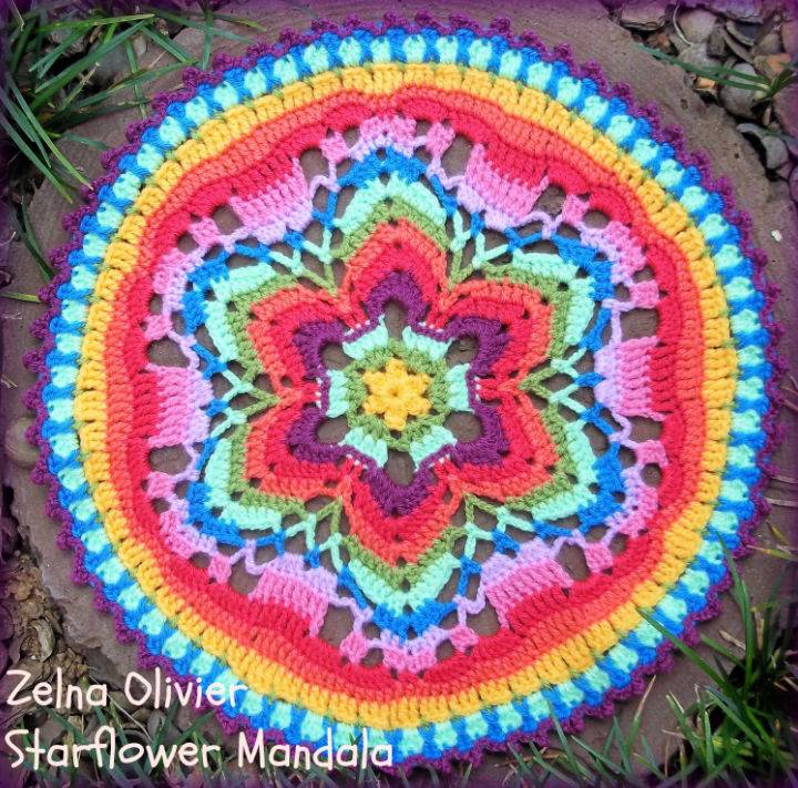 Crochet Starflower Mandala Step by Step Instructions