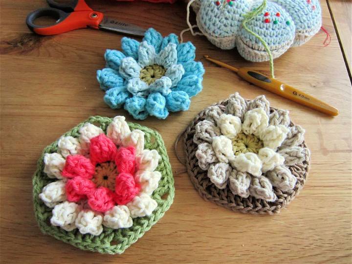 Crocheted Lily Pad Hexagon Free Pattern