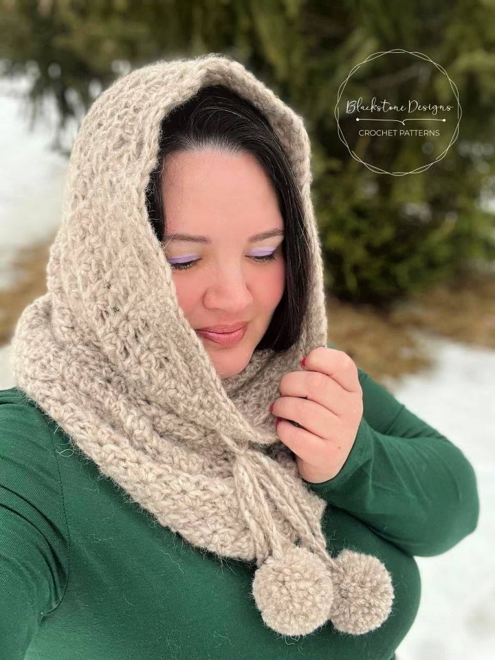 Crocheted Trio Lace Hooded Cowl Free Pattern